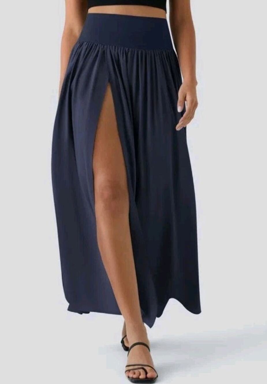 Halara Breezeful Maxi Skirt XS Navy Blue High Waist A Line Travel Resort
